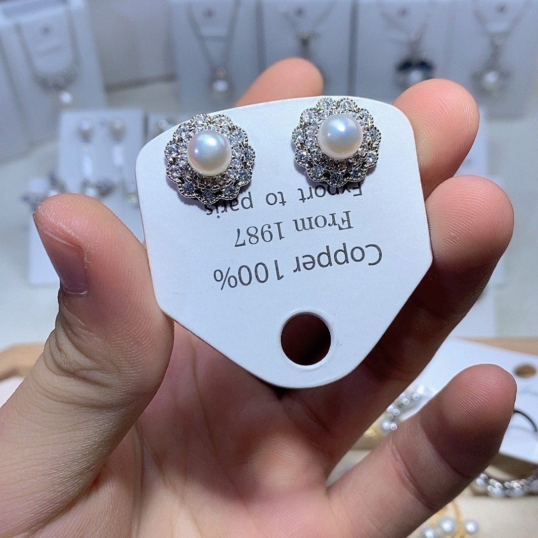 淡水珍珠耳坠银S925镶嵌