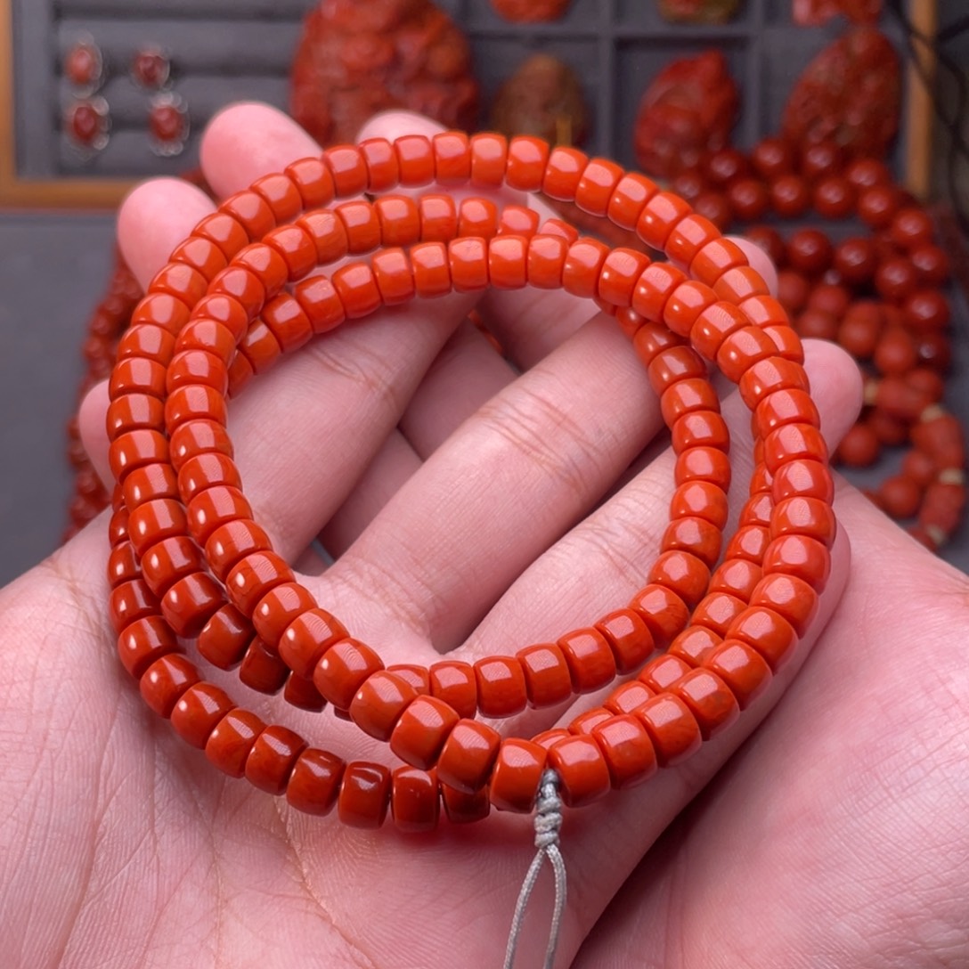 野***子南红玛瑙未镶嵌配饰卡7mm