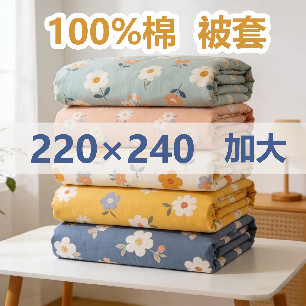 220×240【被套】加大100%棉 纯棉 全棉被罩 家纺床品 四季通用