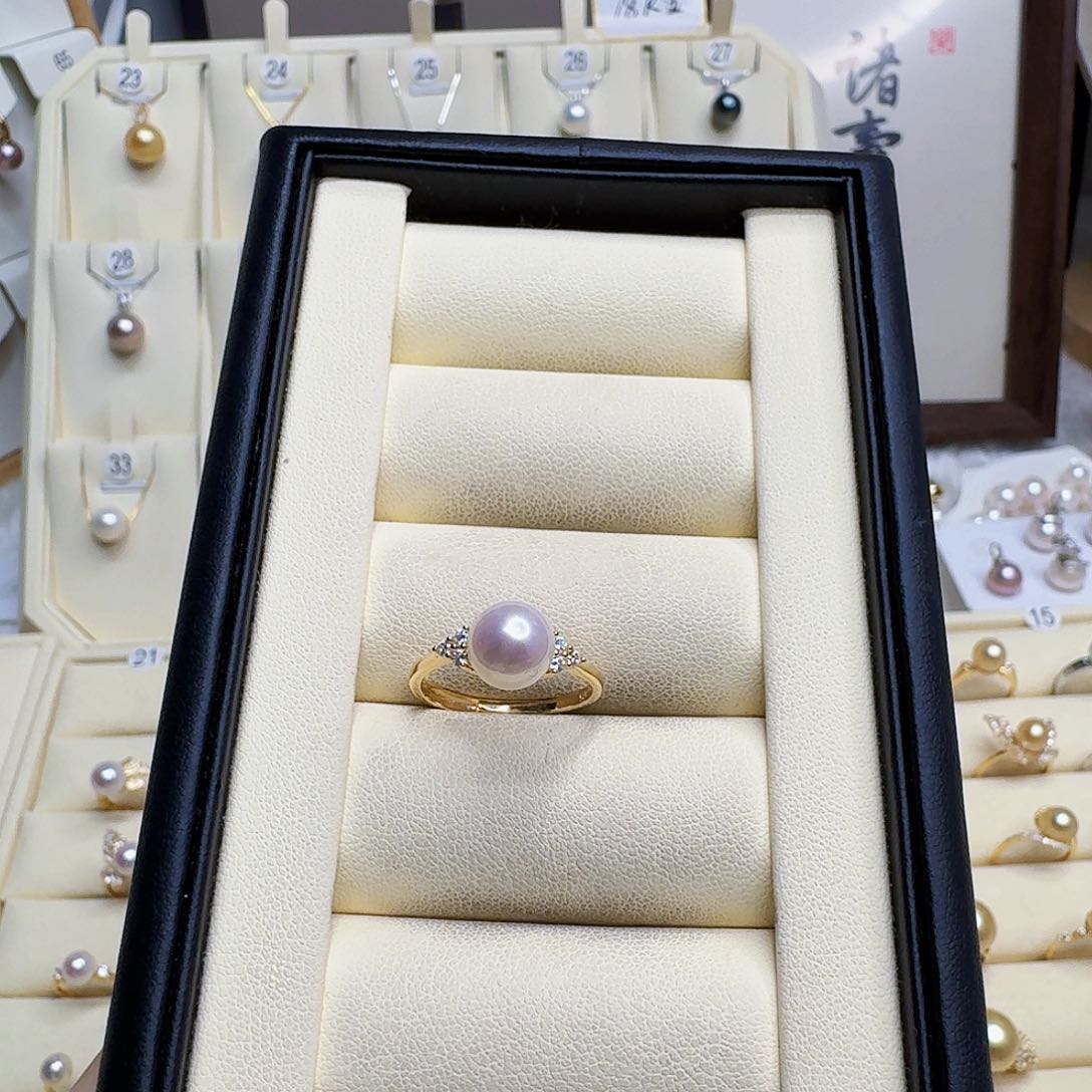 淡水珍珠戒指银S925镶嵌?****?