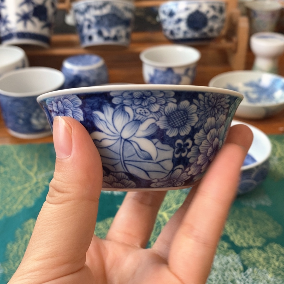 瓷片景德镇手绘陶瓷青花茶具