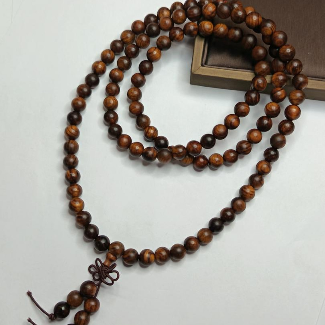 A164 海南黄花梨虎皮纹长链8mm