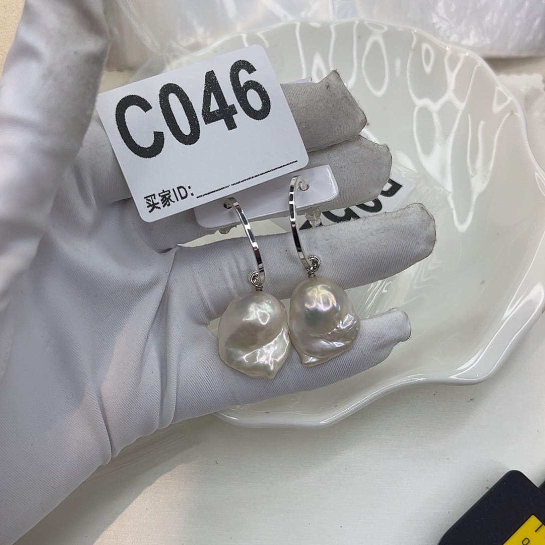 合金淡水珍珠耳饰