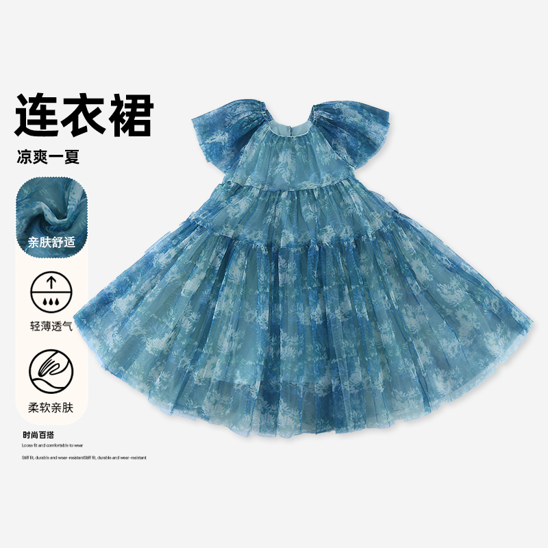 【满天星专属】新款儿童时尚短袖大蝴蝶结韩系中大童连衣裙HCB617