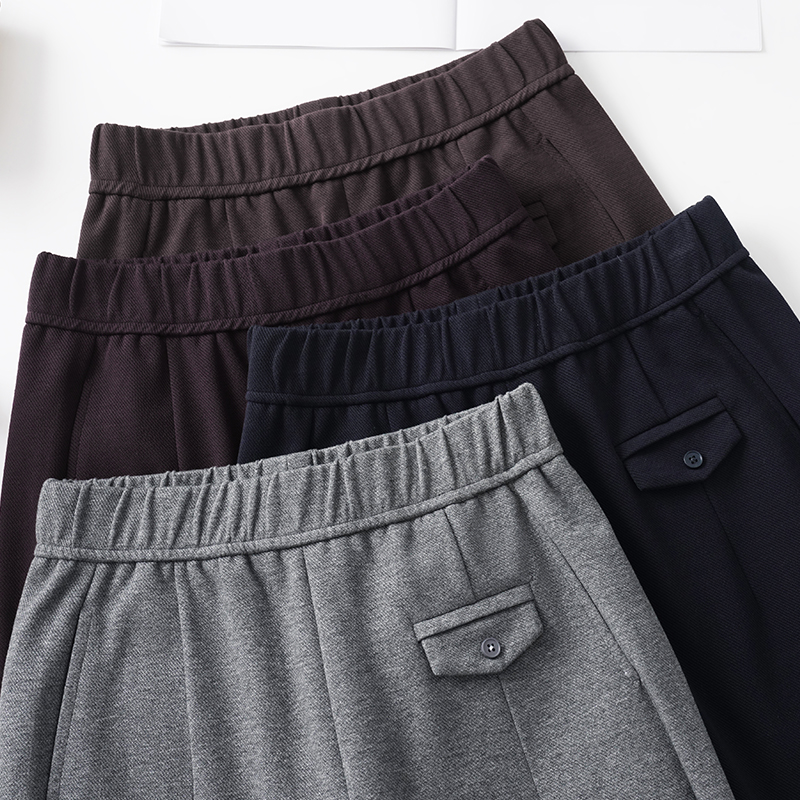 藏青色九分哈伦裤女2025秋冬季新款松紧高腰时尚百搭斜纹小脚裤子