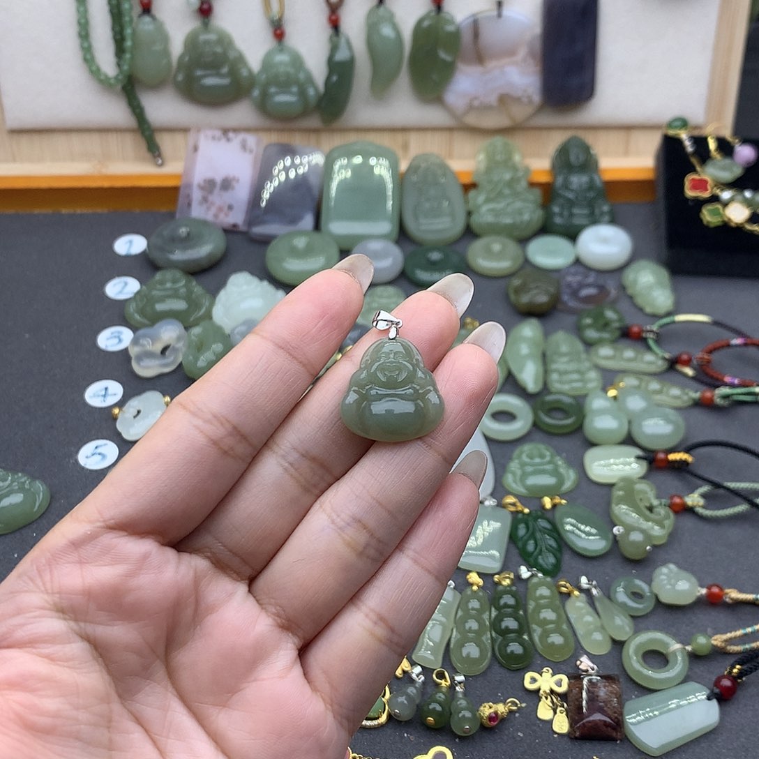 和田玉吊坠(不含链)银S925镶嵌