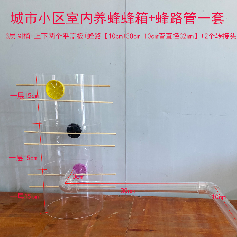 城市小区室内养蜂透明圆桶蜂箱和蜂路管一整套土养家养不带蜜蜂