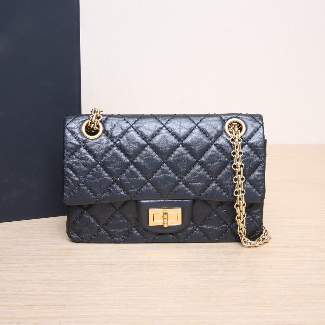 99新 Chanel/香奈儿 小花Jerry活动2.55 口盖包 迷你 黑色 28开