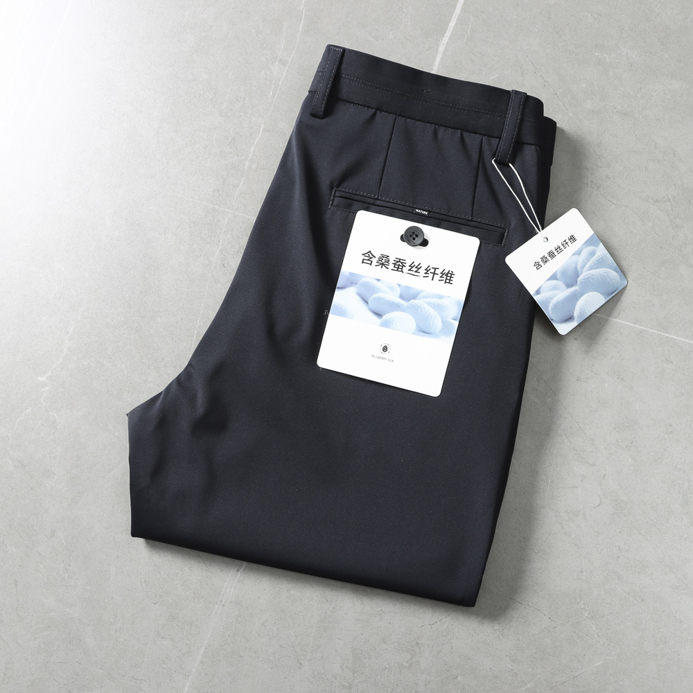 轻奢质感 桑蚕丝+莫代尔！品牌撤柜纯色高端免烫商务直筒休闲裤男