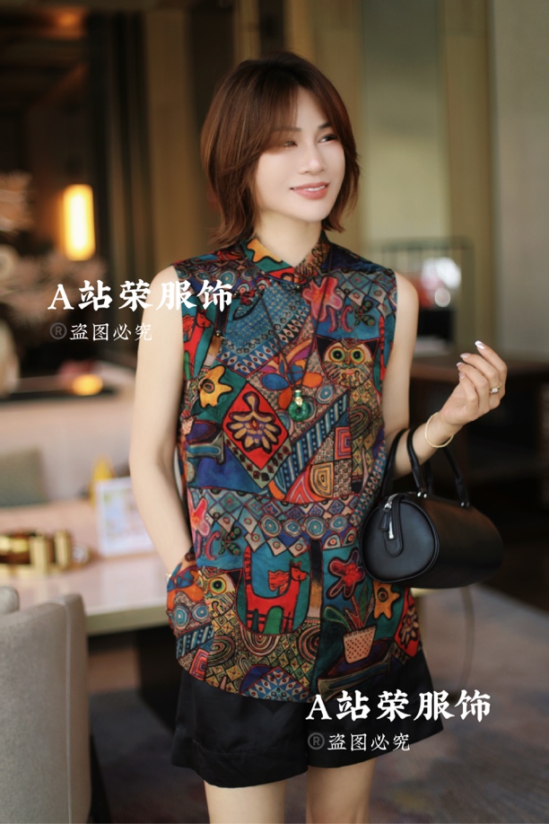 【荣姐精选】雅质国风卡通花偏襟马甲