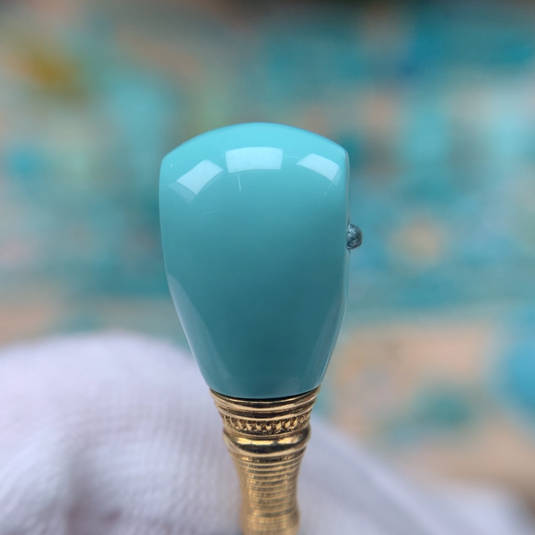 绿松石全品三通18K金镶嵌