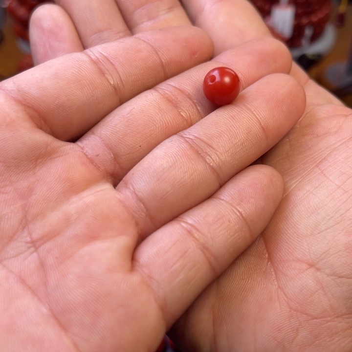 放***)南红玛瑙未镶嵌保山精工圆珠卡10mm