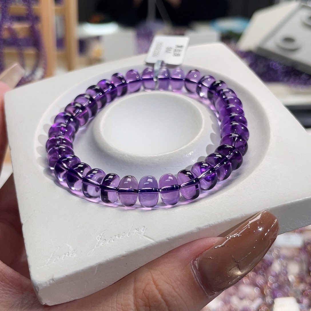 未镶嵌手链水晶9mm巴西紫水晶算盘珠