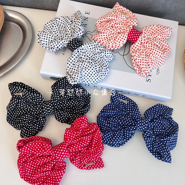 芽怼怼  韩国波点蝴蝶结弹簧夹 06201