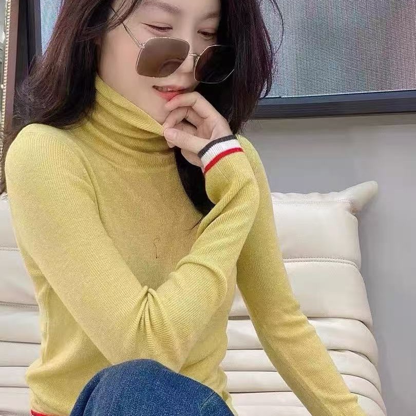 海宁濮院羊绒  女士羊绒衫袖口撞色