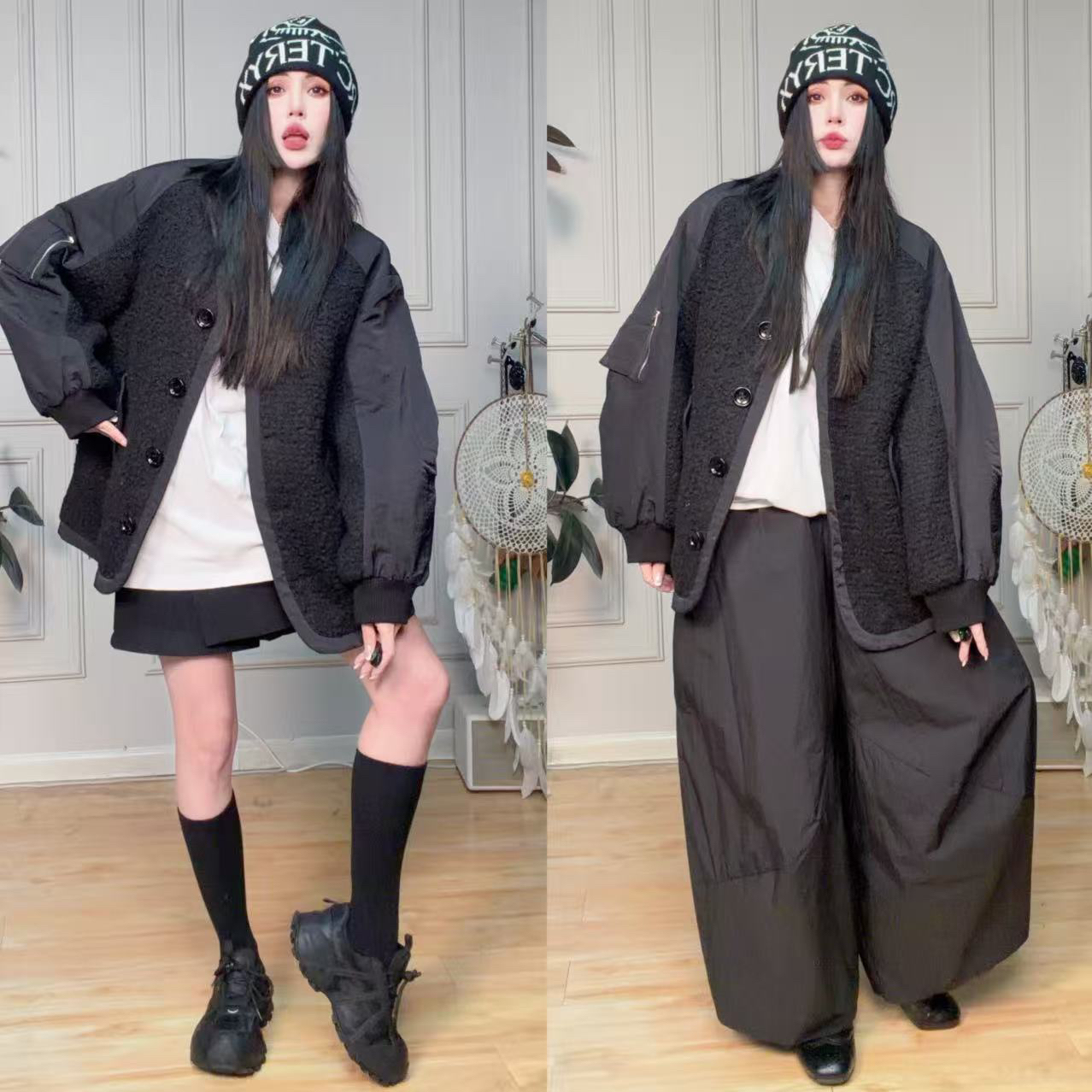 【ydf】毛呢拼接羽绒服