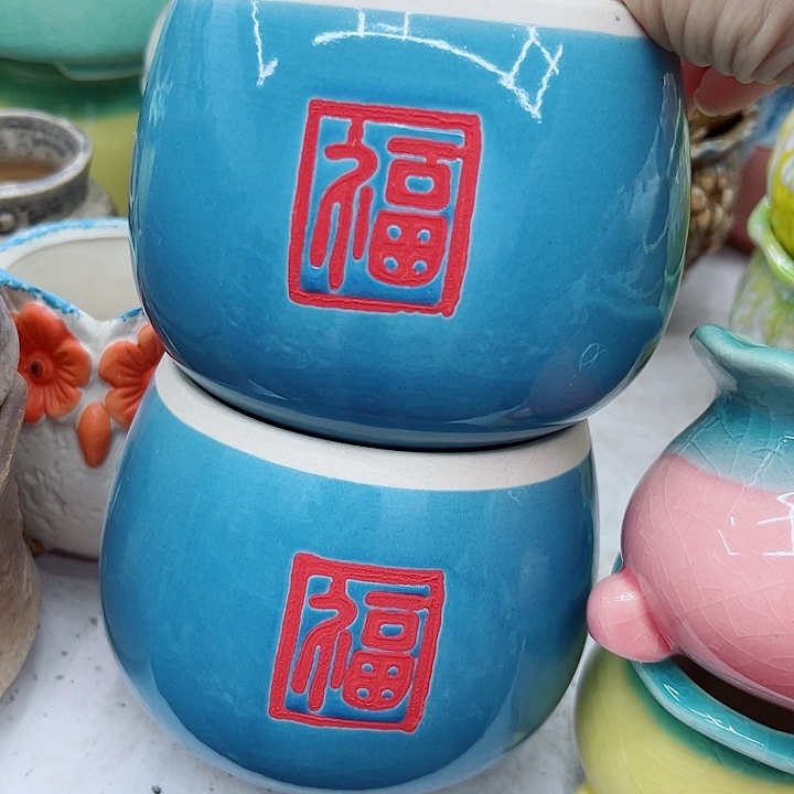 多肉绿植陶瓷花盆9.9包邮，有孔