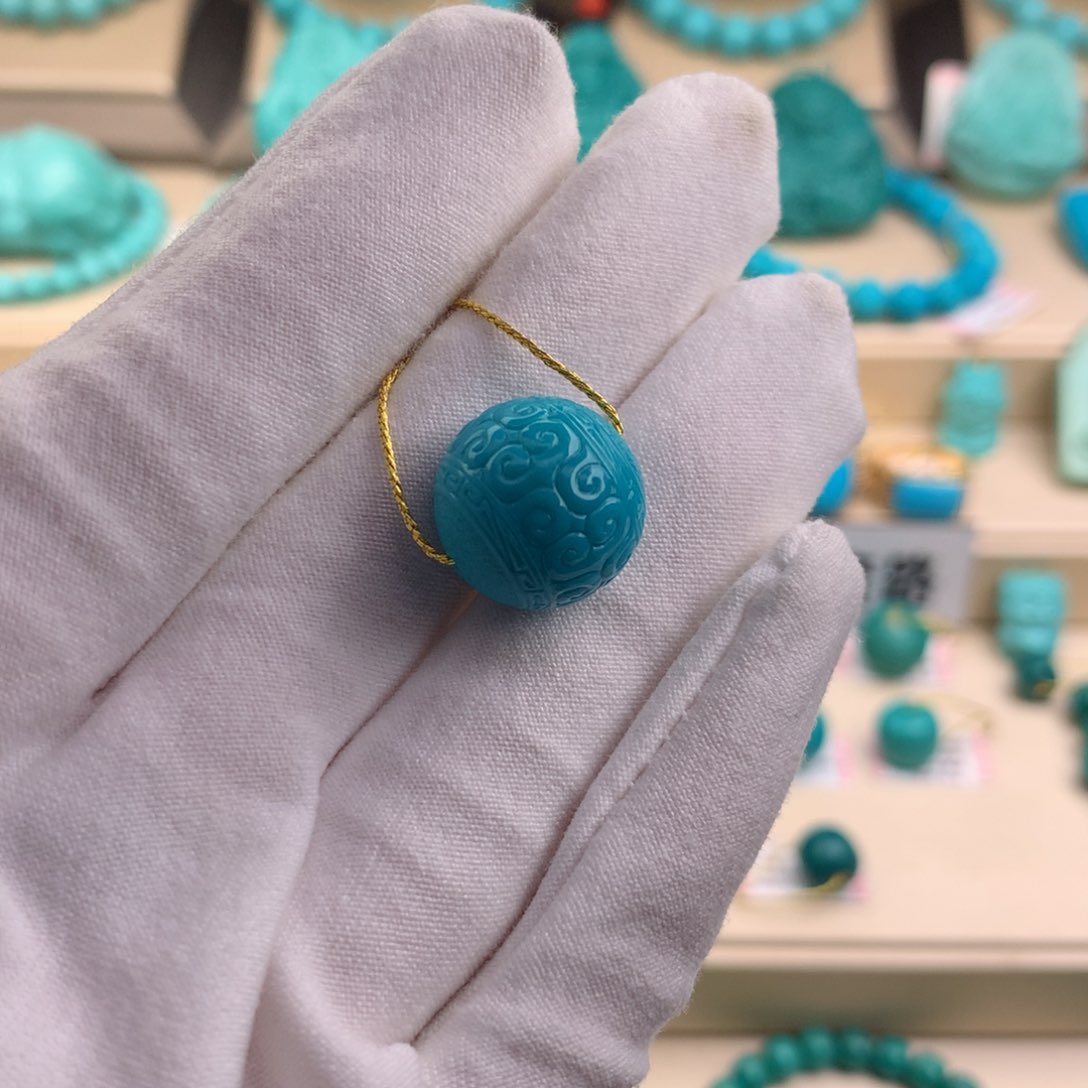 绿松石珠宝奇石未镶嵌15.3mm