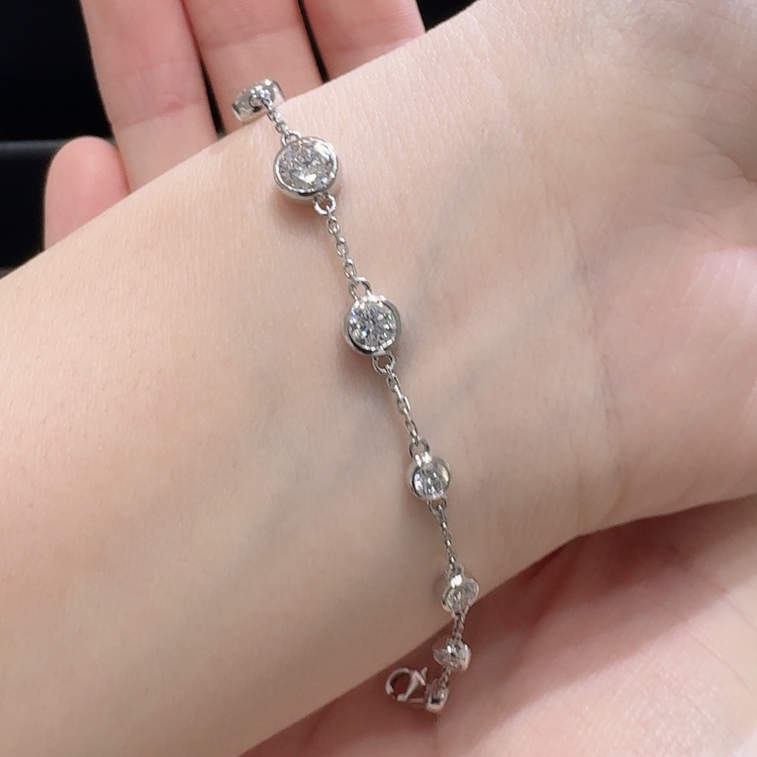 c***l实验室培育钻石18K金镶嵌满天星手链k白3.9g17cm