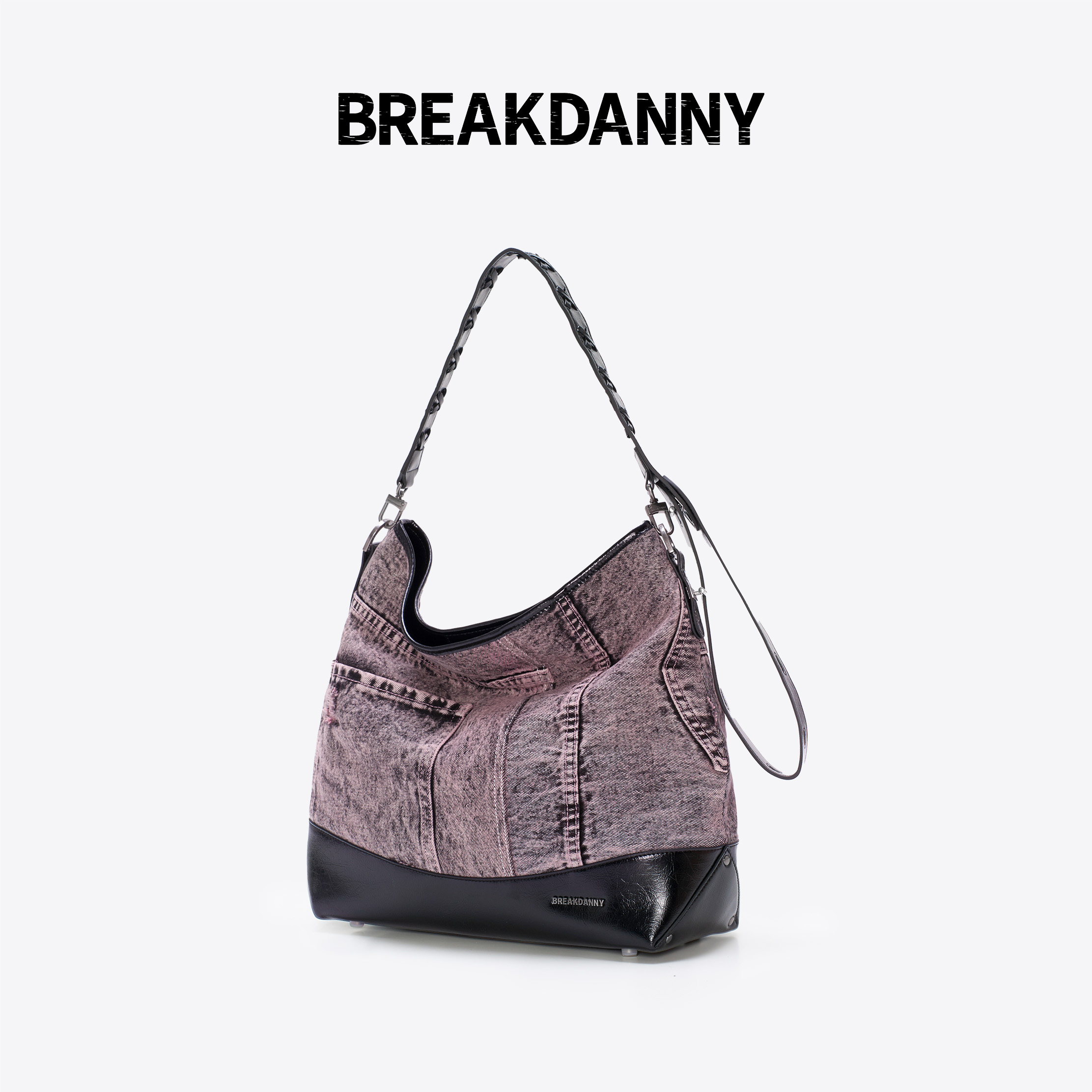 BREAKDANNY打破丹宁HOBO流浪系列[香囊黑粉]牛皮单肩斜挎软包