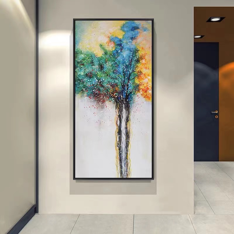 现代风格装饰画玄关过道走廊竖版抽象晶瓷挂画生命之树80160