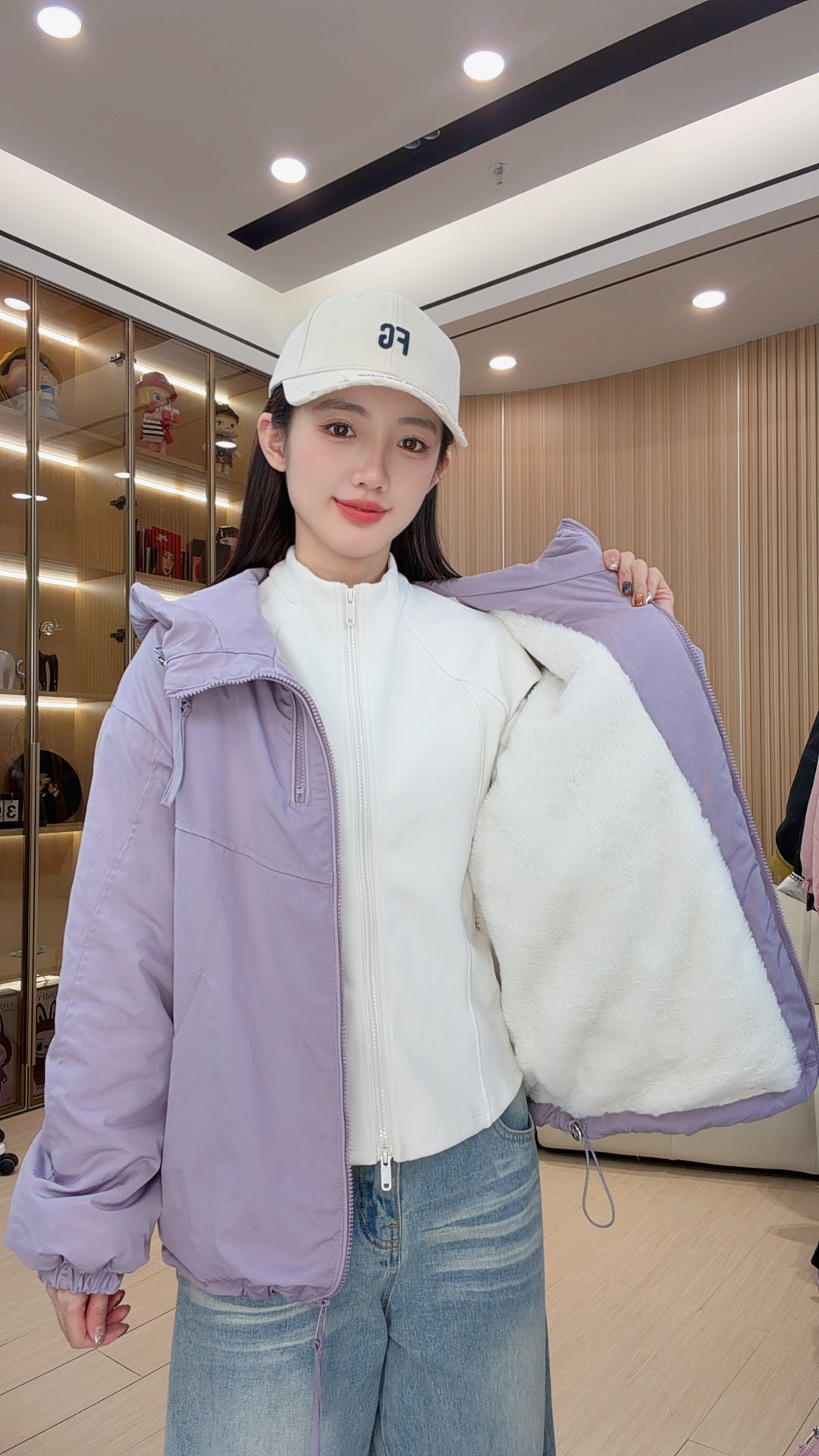 加绒加厚2025冬季新款冲锋衣百搭夹克连帽宽松棉外套上衣女065