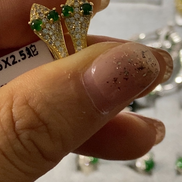 翡翠耳饰银S925镶嵌耳包