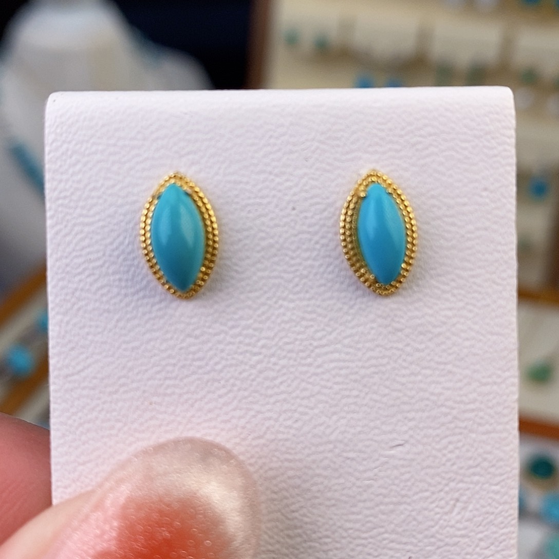 银S925镶嵌绿松石耳饰