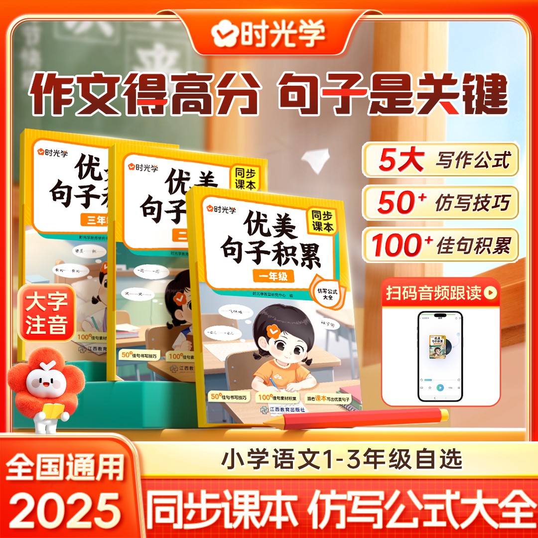 【时光学】优美句子积累 小学1-3年级同步课本高分句子仿写公式大全