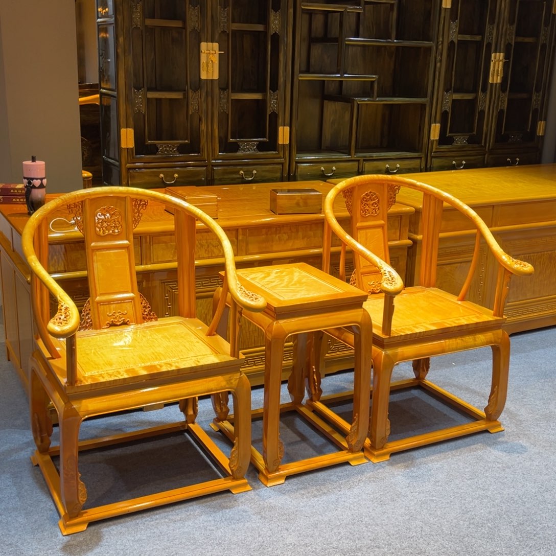 太***哥紫檀木类成套家具大叶皇宫椅三件套