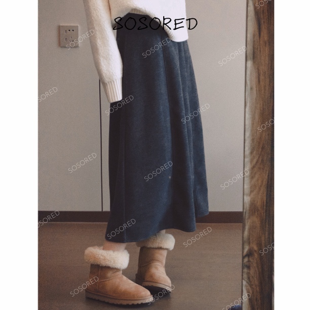SOSORED / 秋冬加厚加绒高腰显瘦垂感显瘦花苞半身裙女秋冬裙