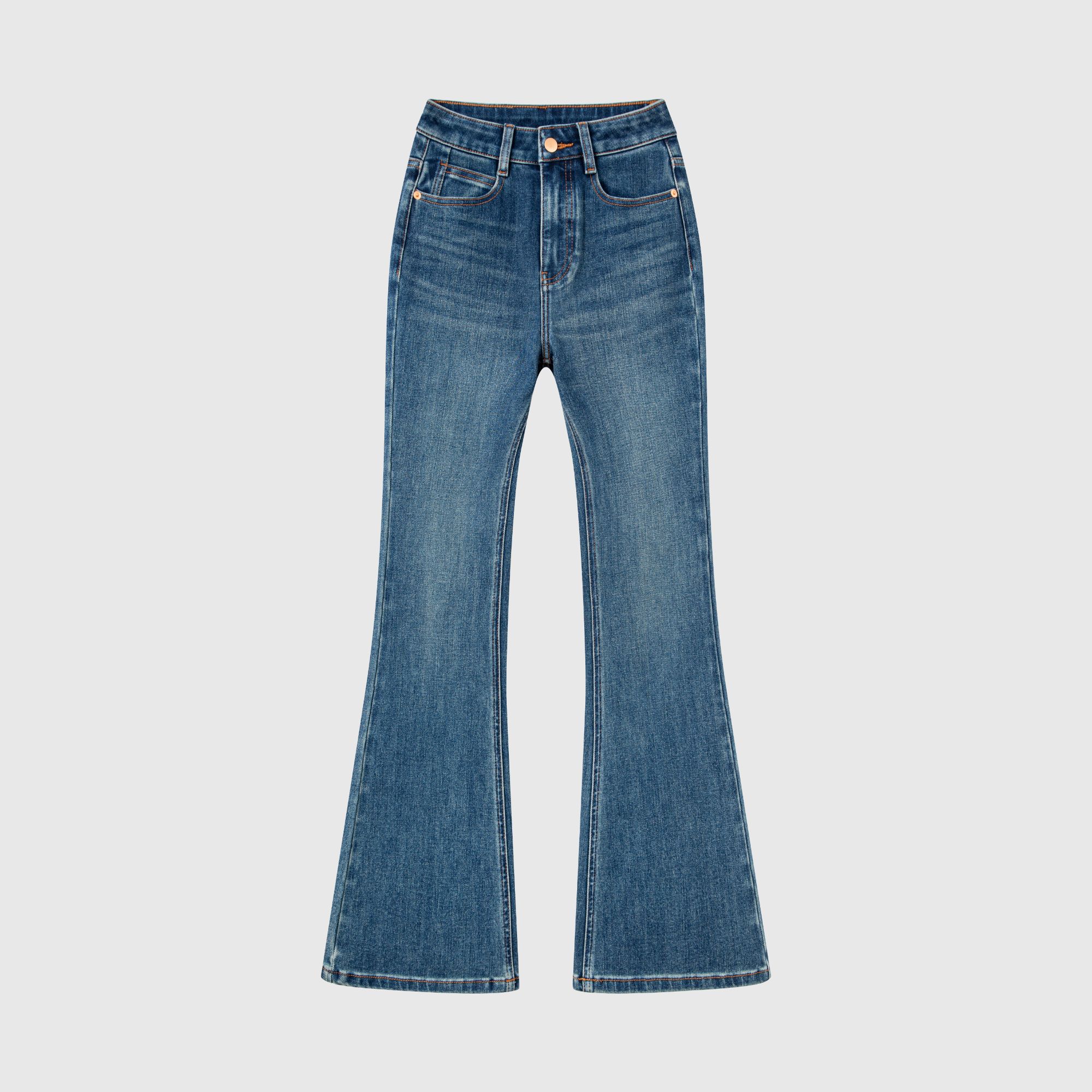 高腰弹力微喇裤女-显瘦百搭气质-时尚喇叭牛仔长裤2025秋