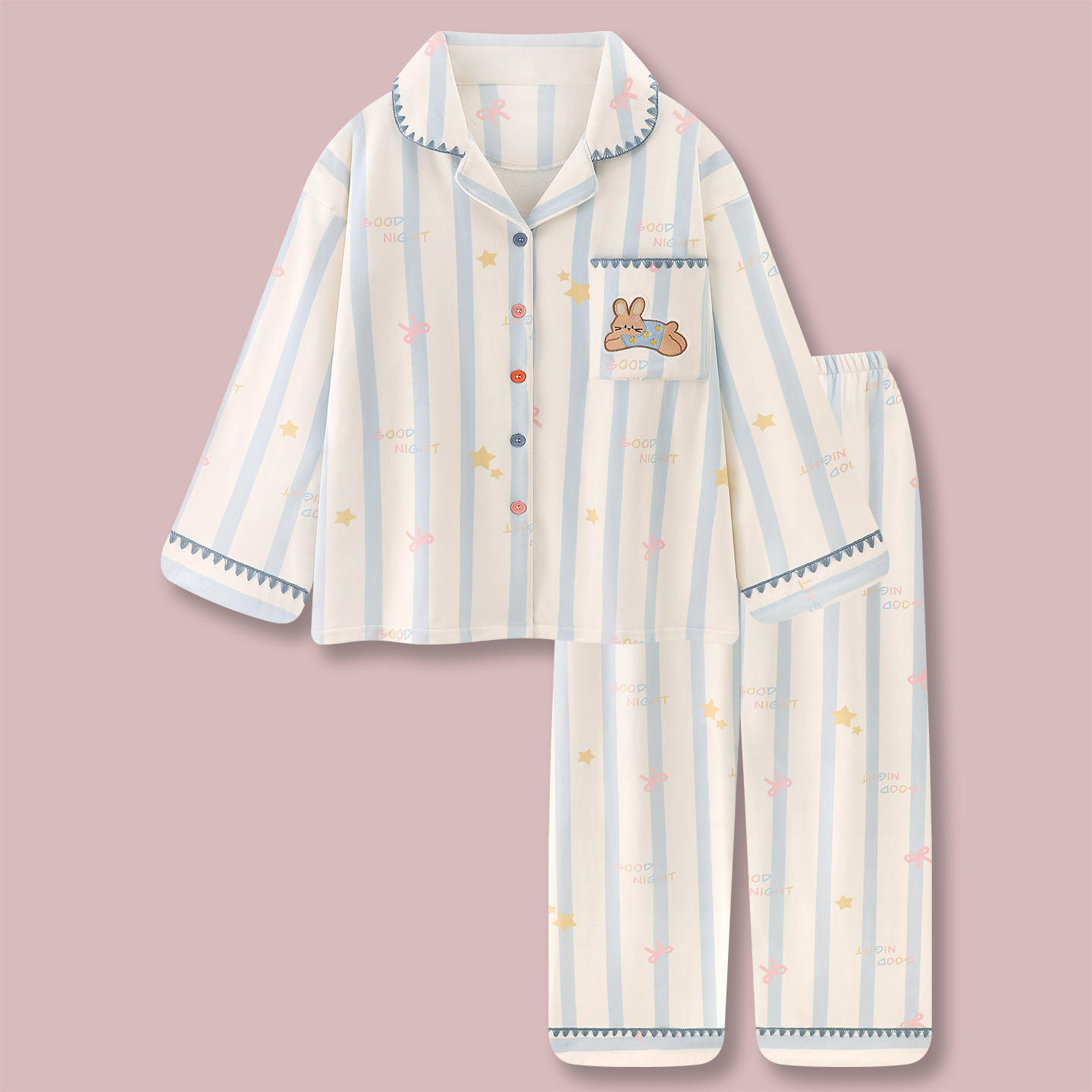 『曲奇小兔』原创海岛绒睡衣女款2025新款冬季可外穿薄绒冬天套装