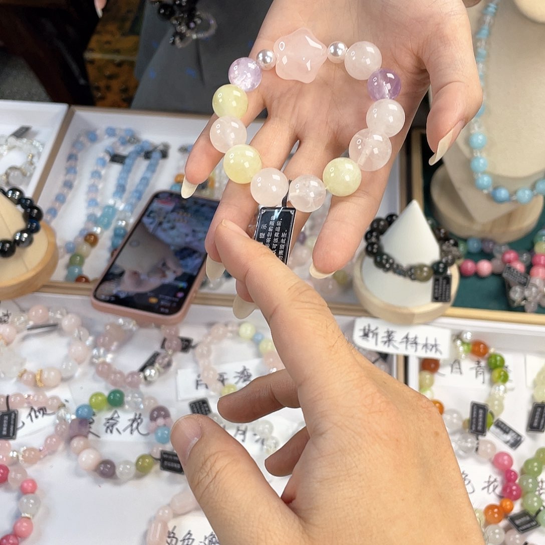 水晶手链银S925镀金镶嵌