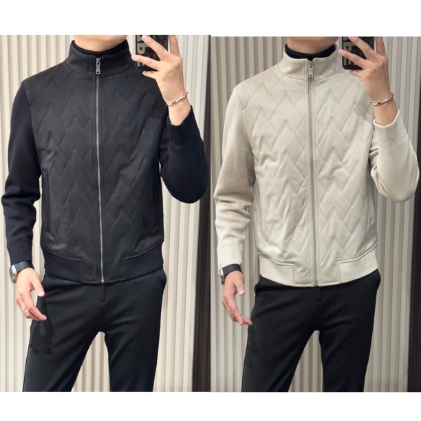 小雨男装｜简约·高级感｜9198新品拼接针织袖立领夹克JK