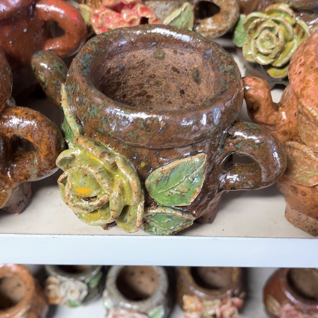 泥塑古镇炻陶花盆