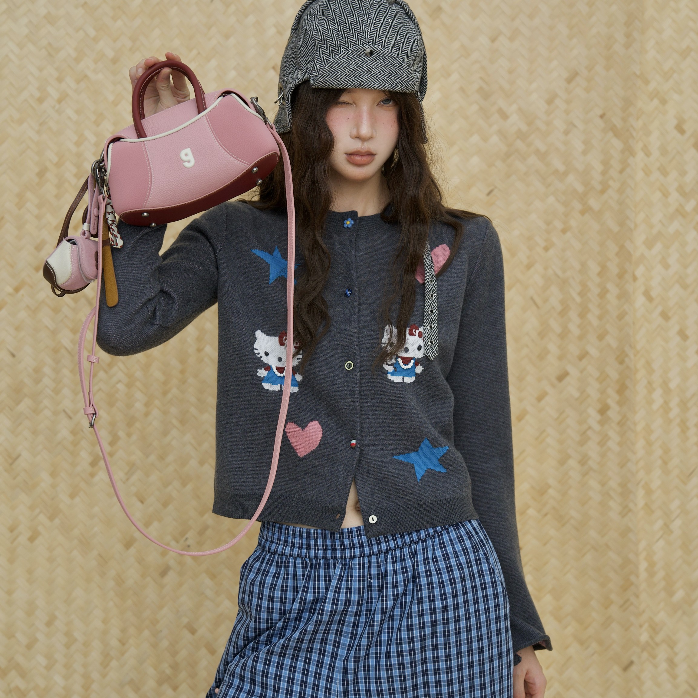 BLX--654（深圳出品）新款设计师款韩版ins风少女kitty钩花开衫