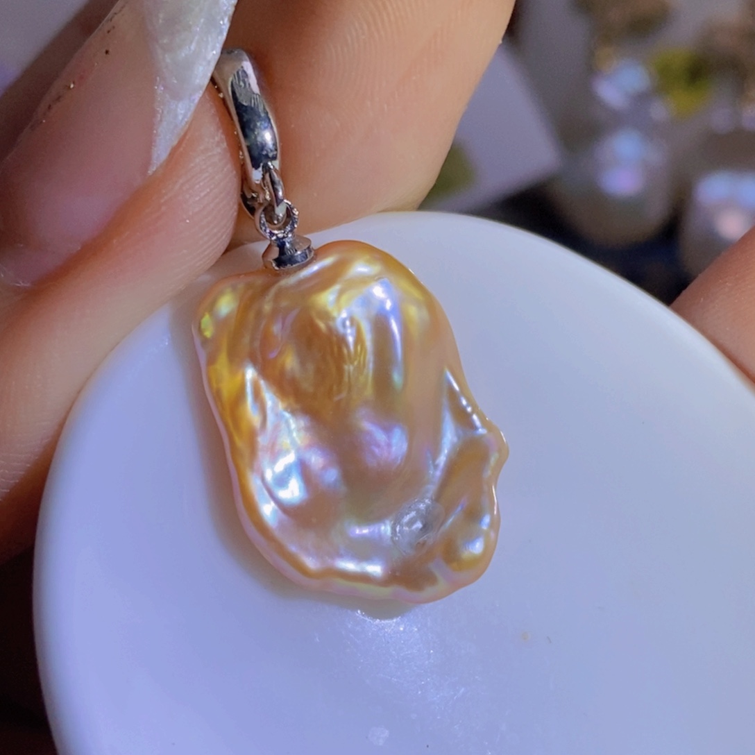 银S925镶嵌淡水珍珠天然淡水珍珠微瑕