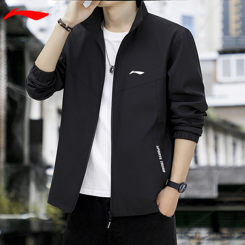 李LN宁秋冬男士休闲防风立领夹克外套透气运动风衣加绒保暖冲锋衣