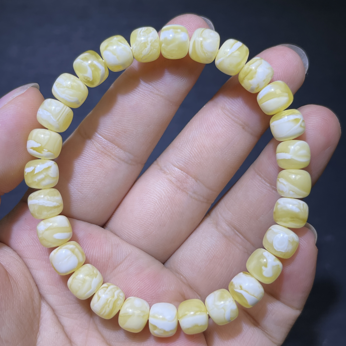 8虎皮蜜蜡老型手串女款时尚素圈经典渐变雕刻单圈玉手串白色女士