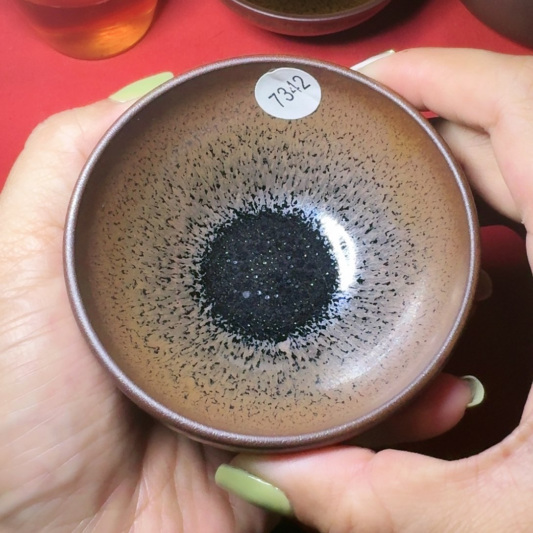 茶盏7342 秋罗龙窑柴烧传统原矿黑瓷建盏主人杯