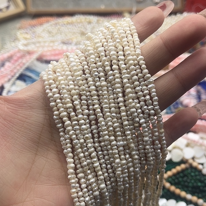 玛瑙/玉髓珠宝半成品未镶嵌一条3.5mm左右哑光不规则珍珠