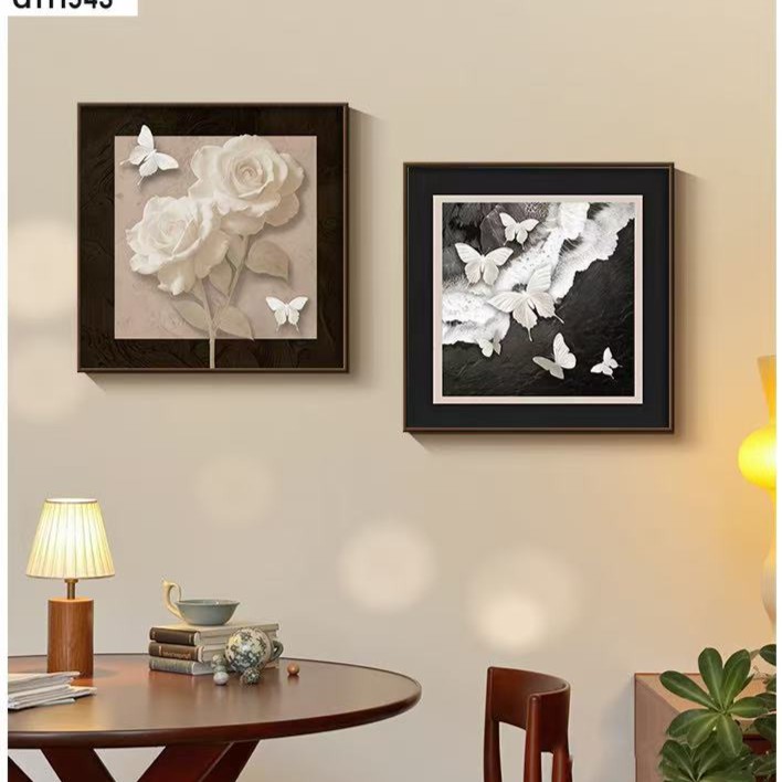 现代简约餐厅装饰画轻奢组合挂画高级感客厅背景墙壁画