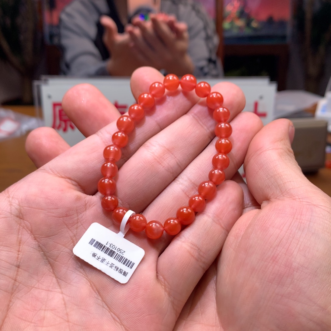 南红玛瑙单圈未镶嵌河湾冰红7mm➕