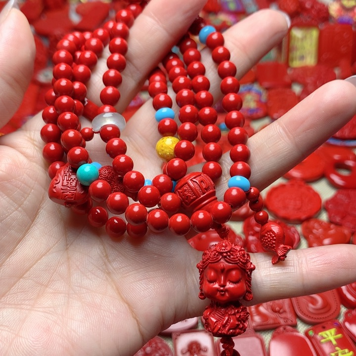 天然辰砂工艺品朱砂项链