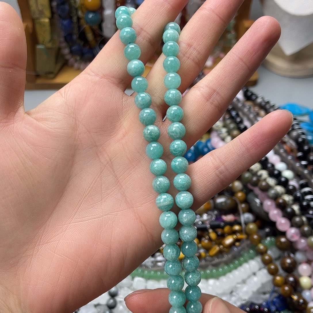 玛瑙/玉髓未镶嵌珠宝半成品卡8天河石圆珠一条