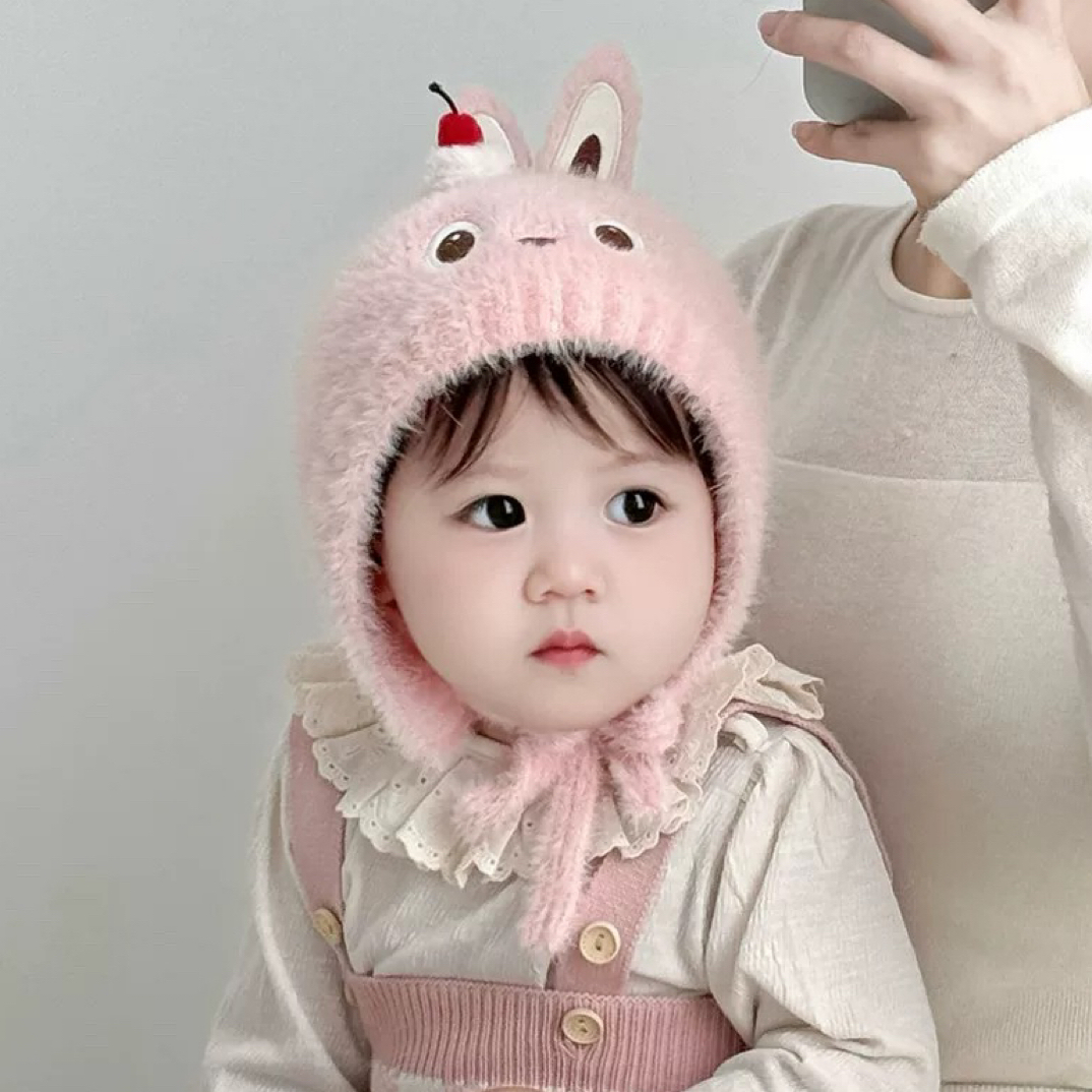 宝宝帽子冬季毛绒帽可爱超萌婴幼儿加厚保暖护耳帽针织毛线防风帽