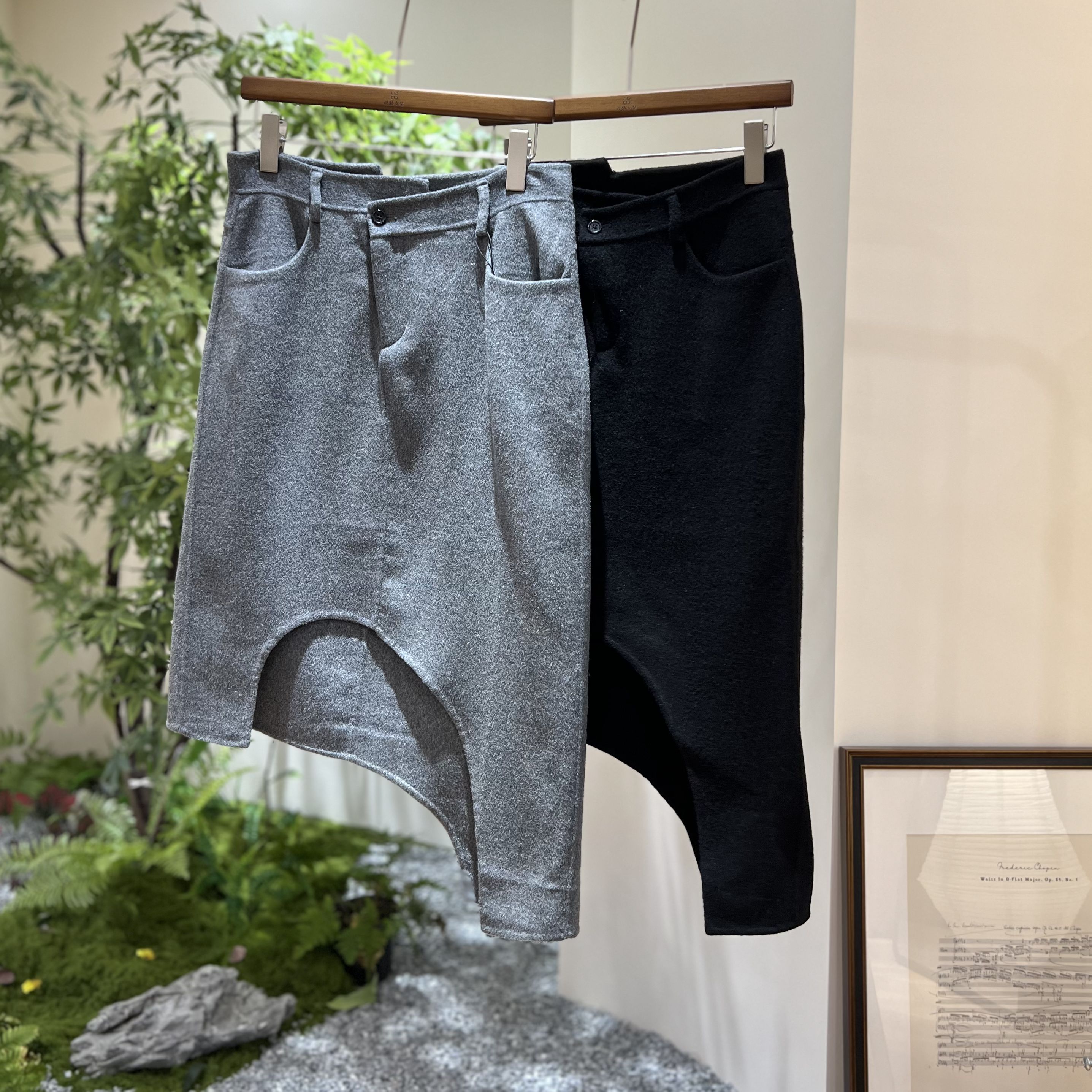 【囍】秋冬款女装半裙斜纹羊毛双面呢不规则羊毛半身裙