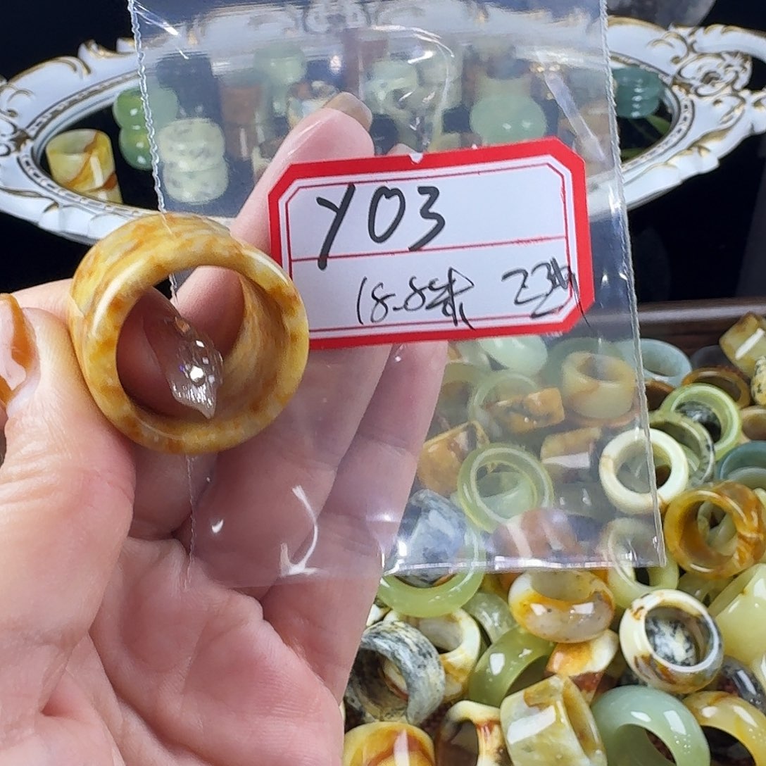 宽***游蛇纹石玉合金戒指