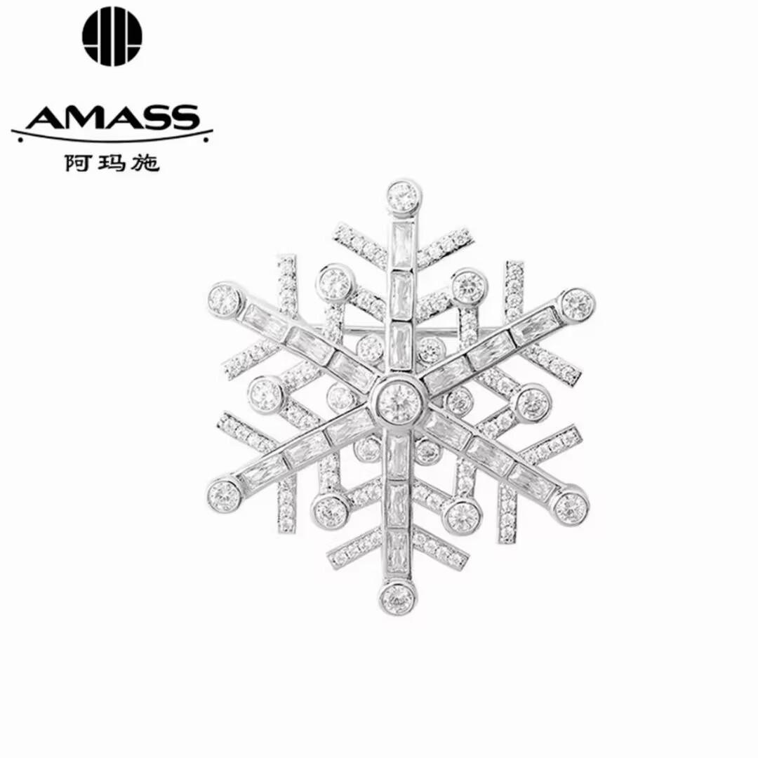 AMASS/阿玛施 铜合金锆石胸针  新款设计款雪花时尚胸针590062